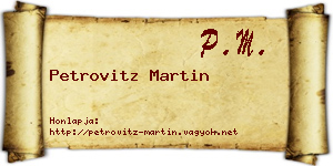 Petrovitz Martin névjegykártya