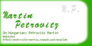 martin petrovitz business card
